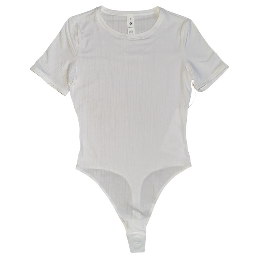 Lululemon Stretch Cotton Ribbed Short-Sleeve Bodysuit White Size XS/4 L/10 NWT